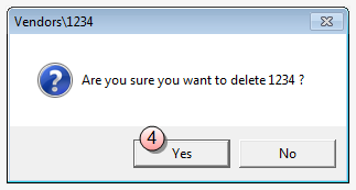 Delete vendor confirmation window