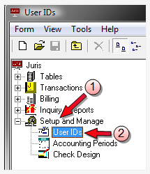 Setup and Manager, User IDs selection