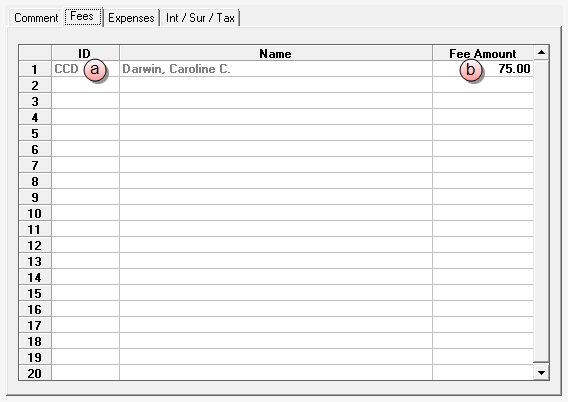 New Manual Bill - Fees tab
