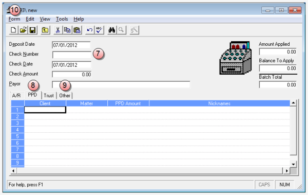 Cash receipt with zero check amount