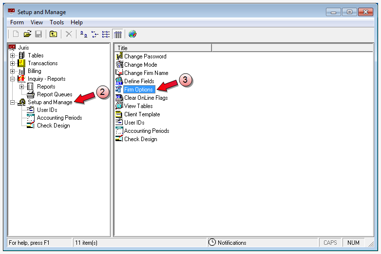 Setup and manage, firm options
