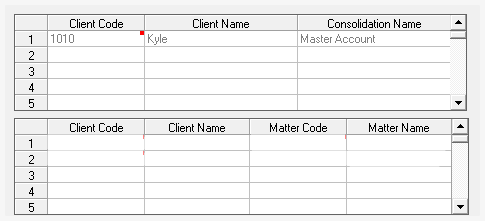 Consolidation Name OR Matter options - Consolidation Name