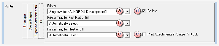 Print Bills, Bills, printer options for Bills