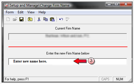 Change Firm Name window