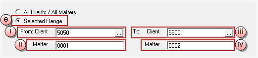 Selected range of clients and matters options