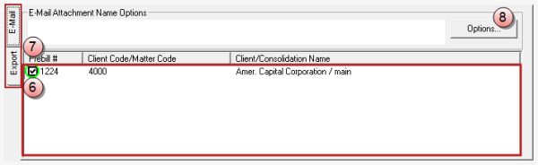 List of selected prebills
