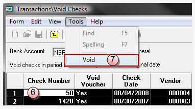 Tools, Void menu option